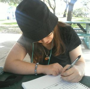 new profile pic writing at park [649476]